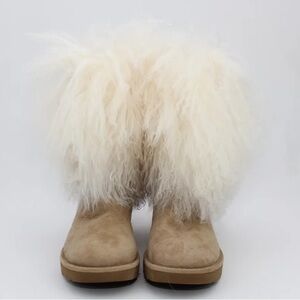 UGG Tan Suede Boots with Cream Fur Cuff